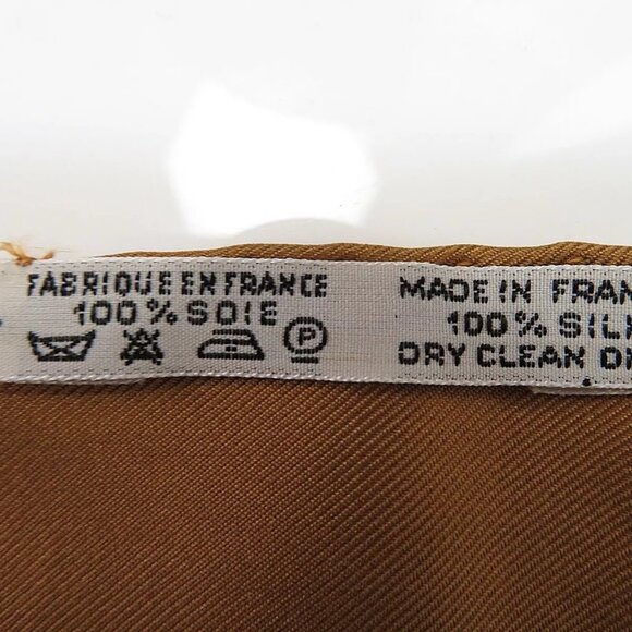 Authentic HERMES "LES HARAS NATIONAUX" Brown 100% Silk Scarf - Picture 5 of 16